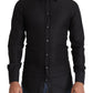 Dolce & Gabbana Elegant Black Cotton Gold Dress Shirt