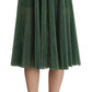 Dolce & Gabbana Metallic Green Pleated A-Line Midi Skirt