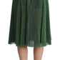 Dolce & Gabbana Metallic Green Pleated A-Line Midi Skirt