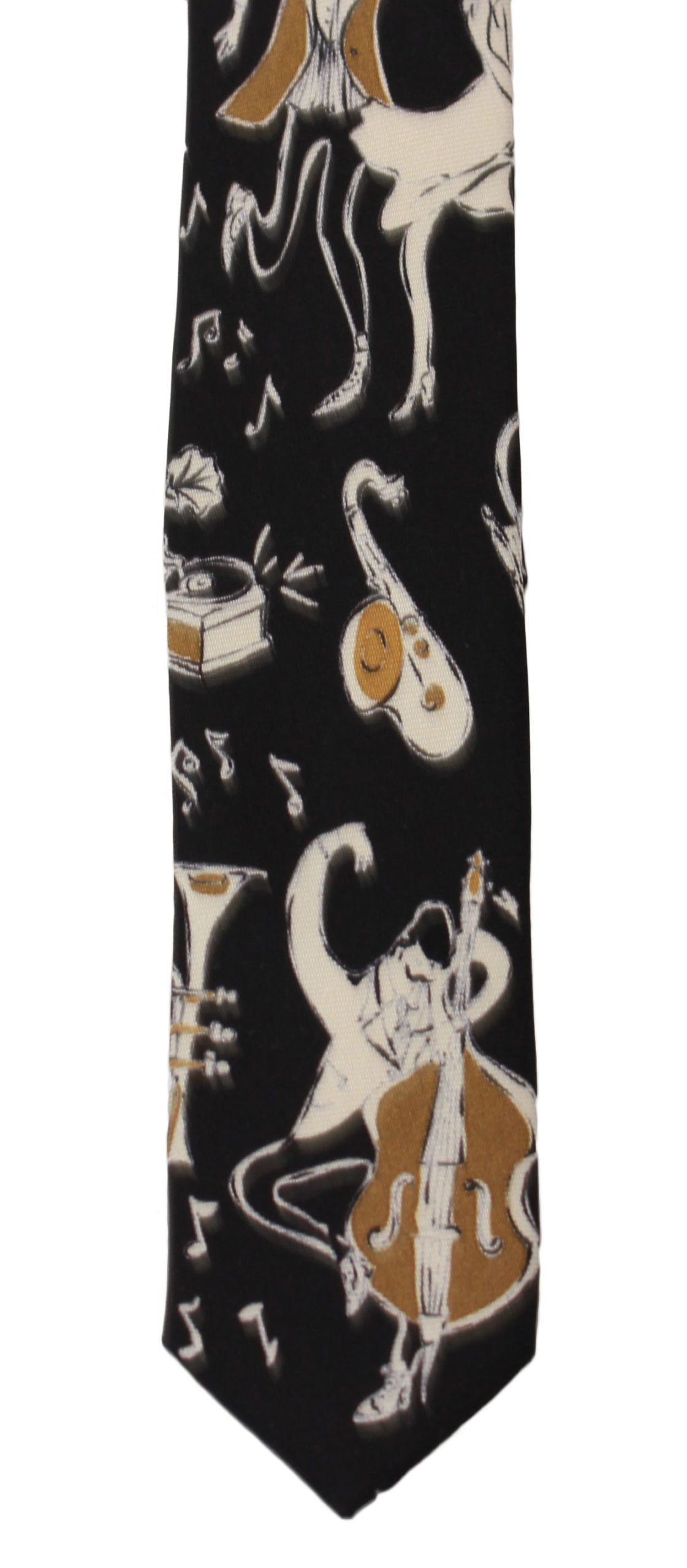 Dolce & Gabbana Black Gold Music Print Silk Neck Tie