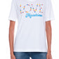 Love Moschino Beaded Logo Embroidered Cotton Tee