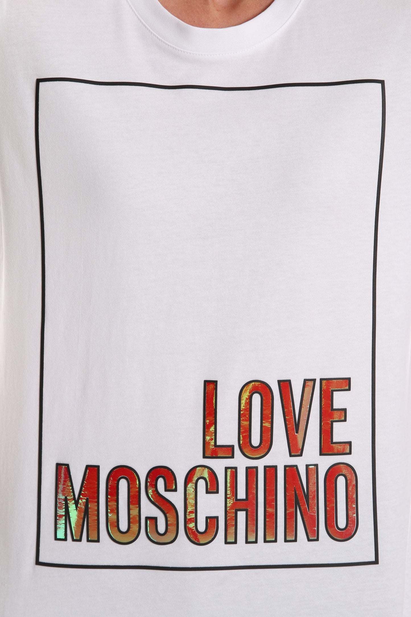 Love Moschino Embossed Fluorescent Logo Cotton Tee