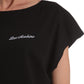 Love Moschino Chic Black Cotton Tee with Heart Details