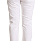 Dolce & Gabbana Chic White Tapered Denim Jeans with Logo Patch