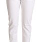 Dolce & Gabbana Chic White Tapered Denim Jeans with Logo Patch