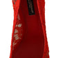 Dolce & Gabbana Red Crystal Taormina Lace Heels Pumps