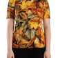 Dolce & Gabbana Elegant Round Neck Leaf Print Blouse