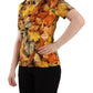 Dolce & Gabbana Elegant Round Neck Leaf Print Blouse