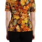 Dolce & Gabbana Elegant Round Neck Leaf Print Blouse