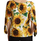 Dolce & Gabbana Sunflower Print Cotton Elbow Sleeve Blouse