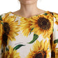 Dolce & Gabbana Sunflower Print Cotton Elbow Sleeve Blouse