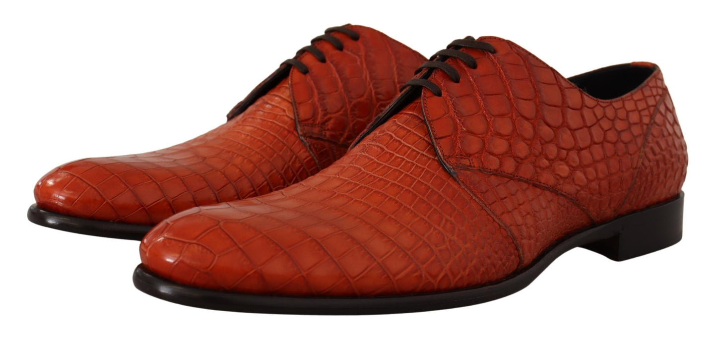 Dolce & Gabbana Exotic Orange Croc Leather Laceup Dress Shoes