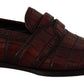 Dolce & Gabbana Exotic Croc Leather Bordeaux Loafers