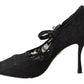 Dolce & Gabbana Black Lace Crystals Heels Mary Jane Pumps Shoes