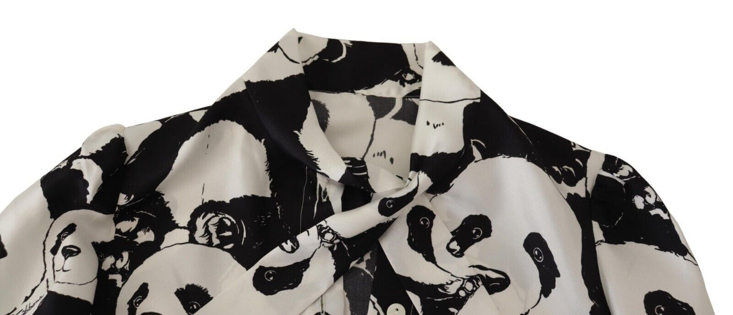 Dolce & Gabbana Chic Panda Print Silk Blouse