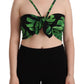 Dolce & Gabbana Elegant Leaf Print Halter Cropped Top