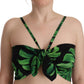 Dolce & Gabbana Elegant Leaf Print Halter Cropped Top