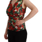 Dolce & Gabbana Elegant V-Neck Geranium Print Silk Tank Top