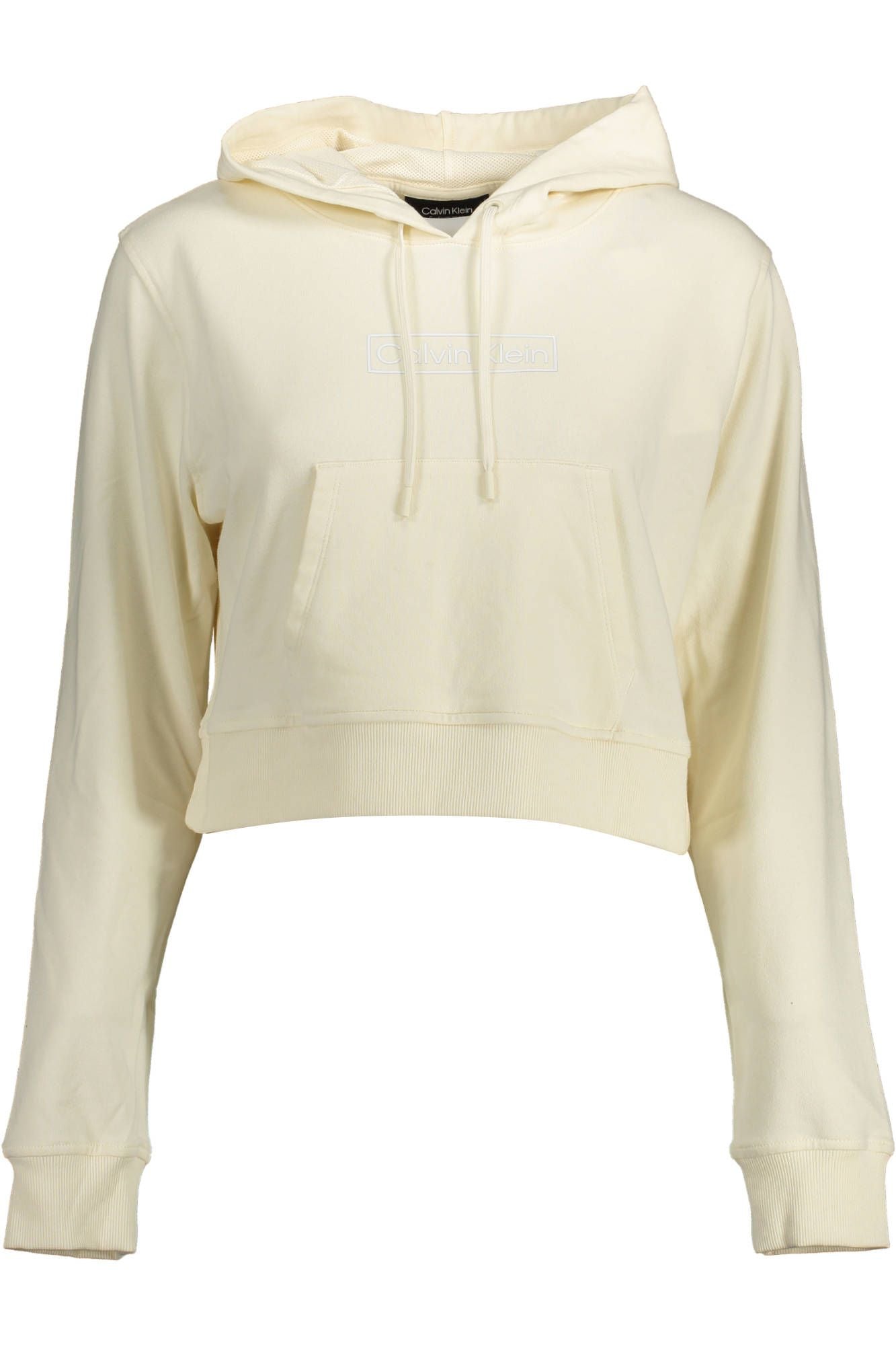 Calvin Klein Chic White Hooded Sweatshirt with Central Pocket