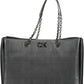 Calvin Klein Chic Black Dual-Handle Chain Shoulder Bag