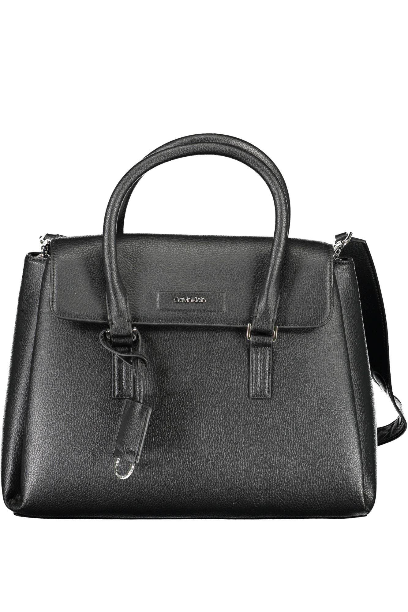 Calvin Klein Sleek Black Eco-Conscious Handbag with Logo Design