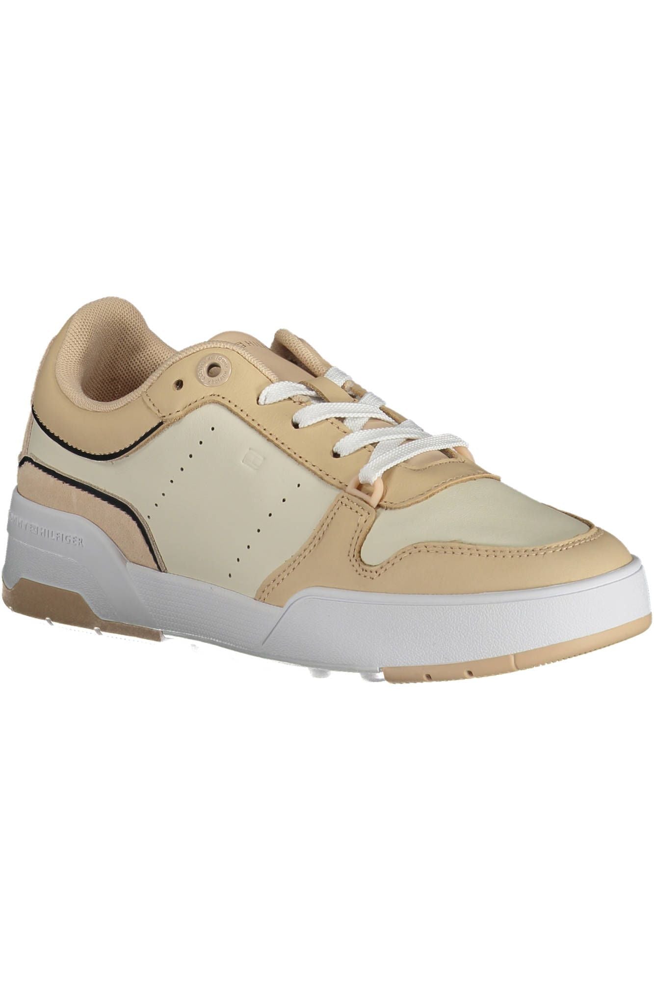 Tommy Hilfiger Sleek Beige Lace-Up Sneakers with Logo Accent