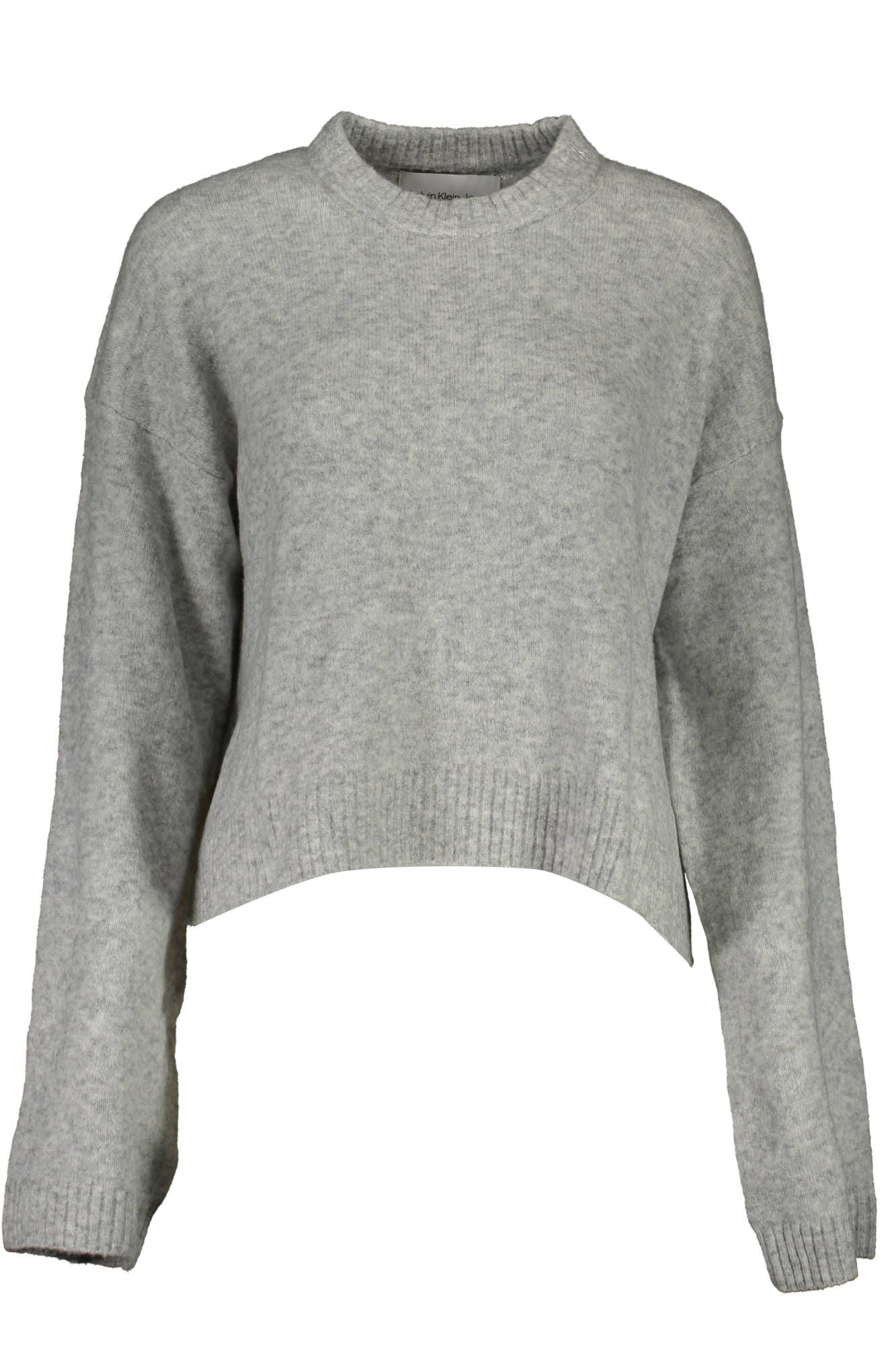 Calvin Klein Chic Gray Embroidered Sweater with Side Slits