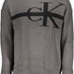 Calvin Klein Elegant Gray Turtleneck with Sleek Embroidery