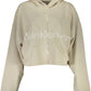 Calvin Klein Chic Cropped Logo Hoodie in Beige