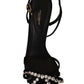 Dolce & Gabbana Elegant Black Viscose Ankle Strap Sandals with Crystals