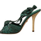 Dolce & Gabbana Emerald Exotic Leather Heeled Sandals