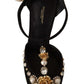 Dolce & Gabbana Elegant Embellished T-Strap Heels Sandals