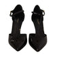 Dolce & Gabbana Elegant Black Leather T-Strap Heels Sandals