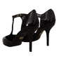 Dolce & Gabbana Elegant Black Leather T-Strap Heels Sandals