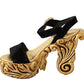 Dolce & Gabbana Baroque Velvet Heels in Black and Gold