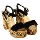 Dolce & Gabbana Baroque Velvet Heels in Black and Gold