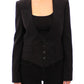 Dolce & Gabbana Elegant Silk-Blend Black Blazer with Scarf Back Detail