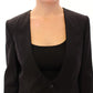 Dolce & Gabbana Elegant Silk-Blend Black Blazer with Scarf Back Detail