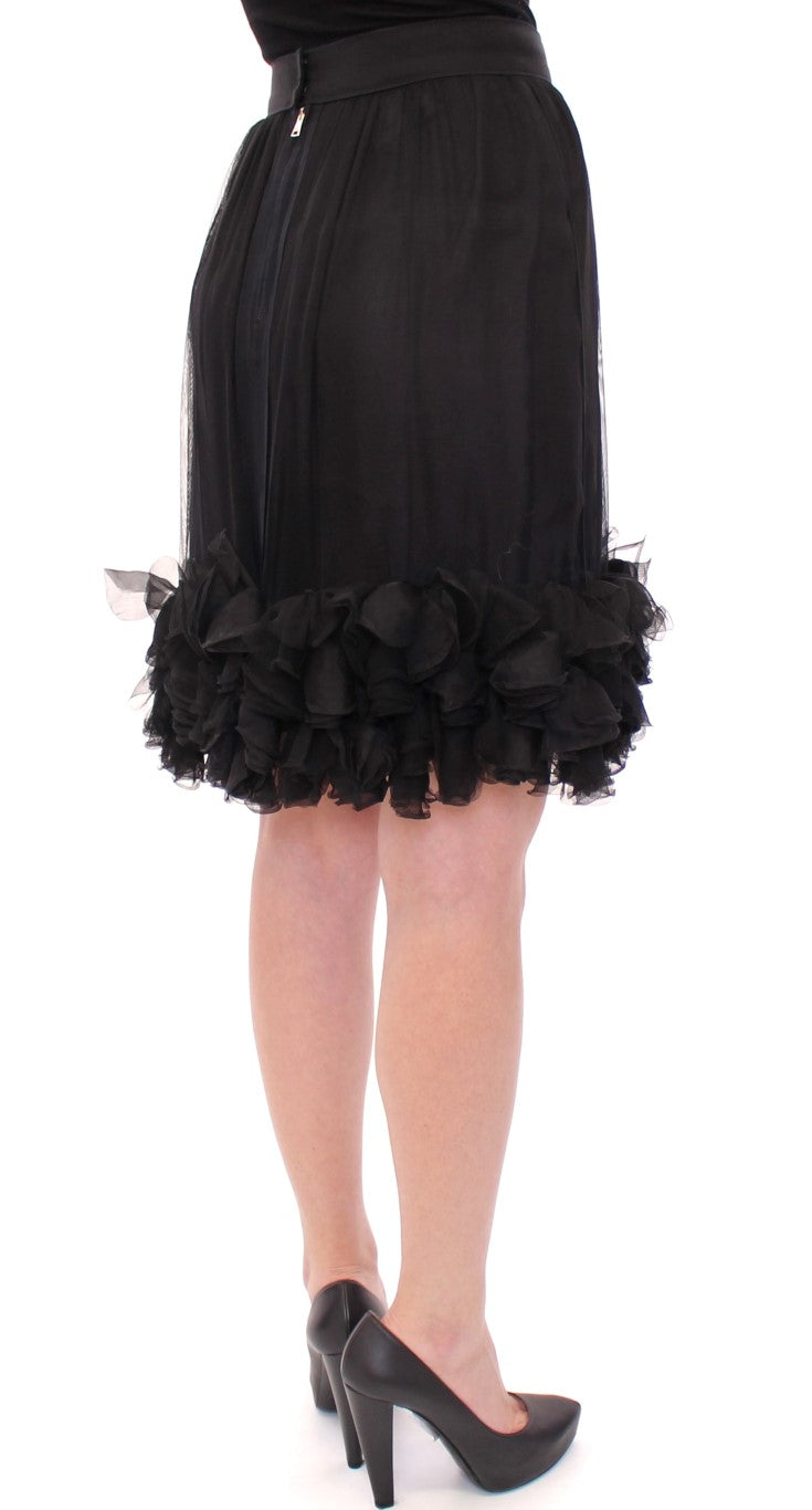 Dolce & Gabbana Elegant Silk Black Skirt for Evenings