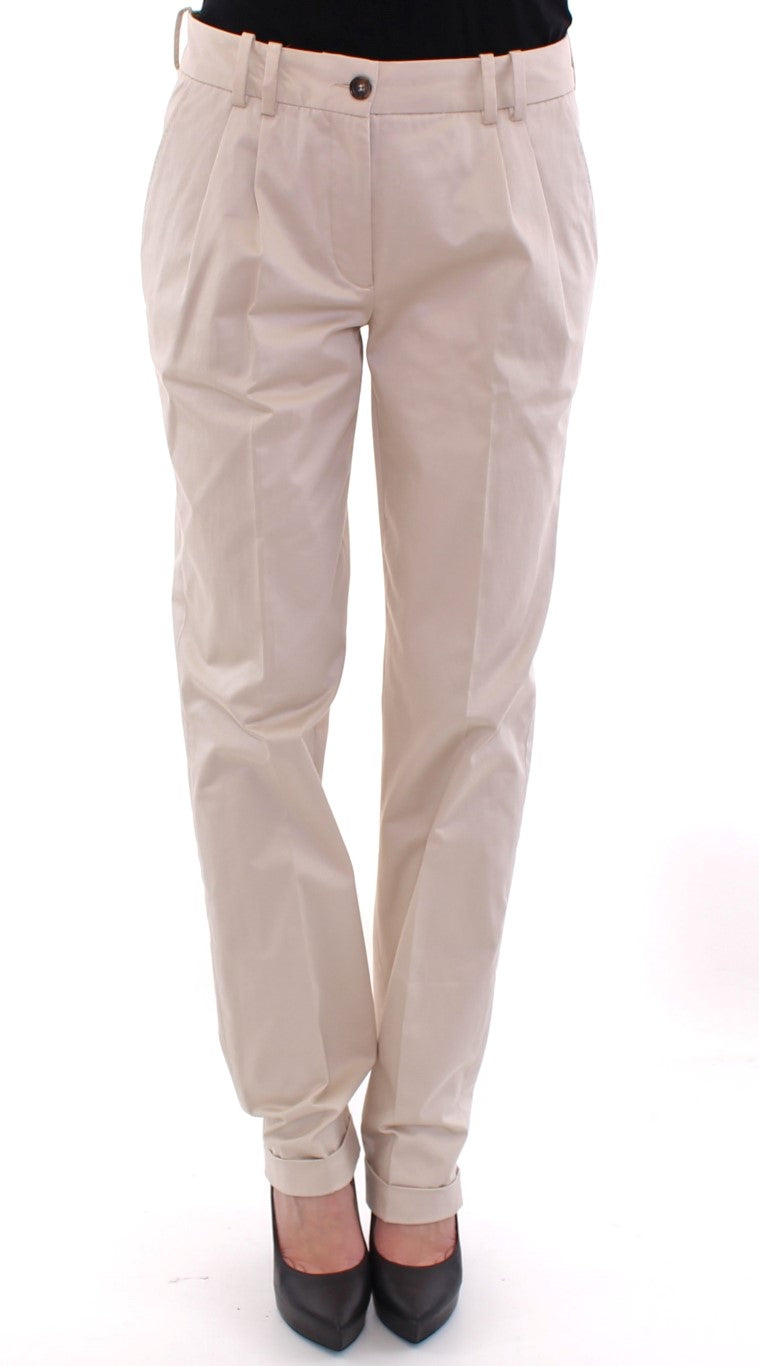 Dolce & Gabbana Elegant Beige Regular Fit Cotton Pants