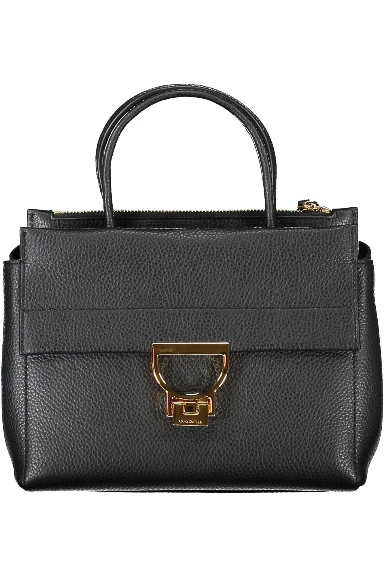 Coccinelle Elegant Black Leather Handbag With Versatile Straps