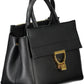 Coccinelle Elegant Black Leather Handbag With Versatile Straps