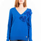 Love Moschino Embroidered V-Neck Long Sleeve Sweater