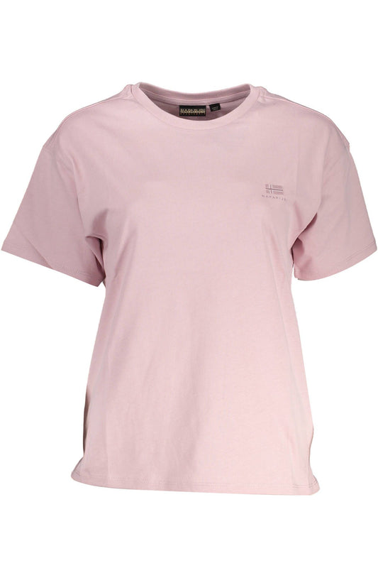 Napapijri Chic Pink Embroidered Tee with Sleek Print