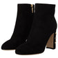 Dolce & Gabbana Elegant Suede Ankle Boots with Crystal Embellishment