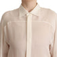 Dsquared² Elegant Off White Silk Long Sleeve Blouse