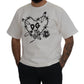 Dolce & Gabbana Elegant White Heart Roses Crewneck Tee