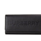 Burberry Porter Black Grained Leather Branded Logo Embossed Clutch Flap Wallet