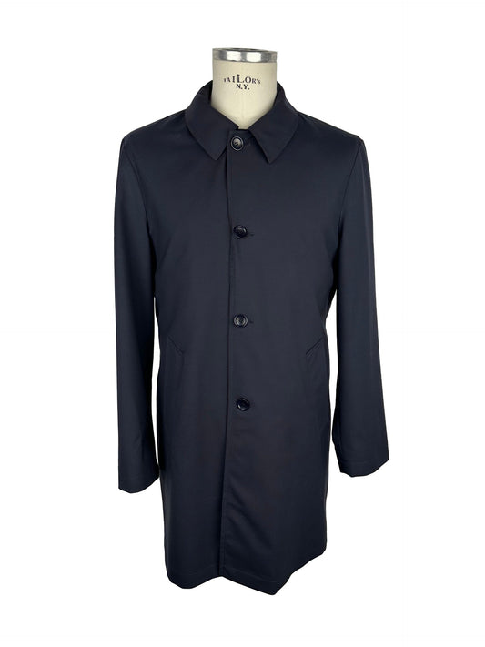 Made in Italy Elegant Blue Virgin Wool Trench Coat