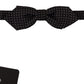 Dolce & Gabbana Black White Polka Dot Adjustable Neck Papillon Bow Tie